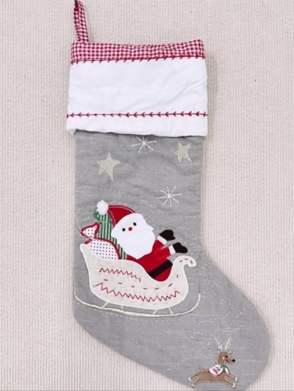 New POTTERY BARN KIDS stocking PBK Santa Rudolph